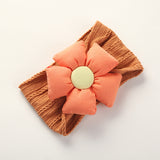 Diadema infantil de nailon jacquard con flores para bebé, suave, antiarañazos, de ala ancha