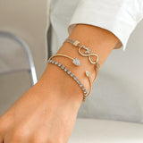 Retro heart-shaped full diamond chain 8-shaped bracelet, simple geometric rhinestone micro inlaid versatile bracelet for women - V.I.P Digital Presence