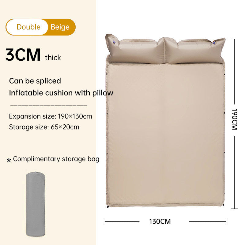 Colchón de aire autoinflable con diseño de camuflaje, ideal para camping y almohada. 