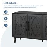 Carved Flower Door Large Storage Cabinet With Metal Handle Suitable For Living Room, Kitchen, Entryway(BLACK) - V.I.P Digital Presence