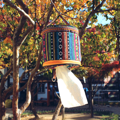 Outdoor camping folding ethnic style paper box storage bag car roll paper tissue box small cloth bag storage bag - V.I.P Digital Presence