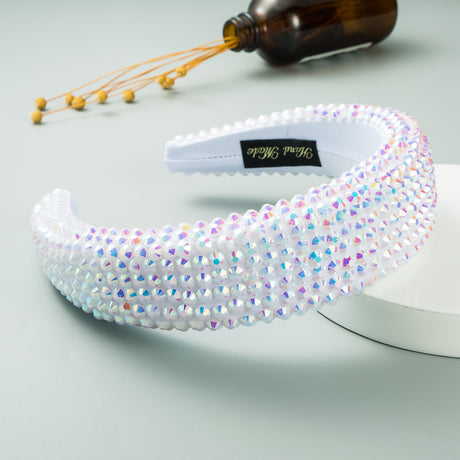 Ins Super Flash Full Drill 4.5cm Wide Brimmed Headdress Thickened Sponge Solid Color Headband Ladies Press Release Art Headband - V.I.P Digital Presence