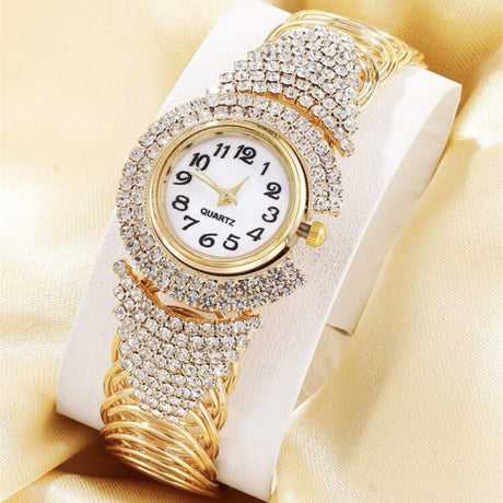 Fashion New Cross border Personality Trend Versatile Women's Diamond Bracelet Quartz Watch Necklace Ring Earring Set - V.I.P Digital Presence