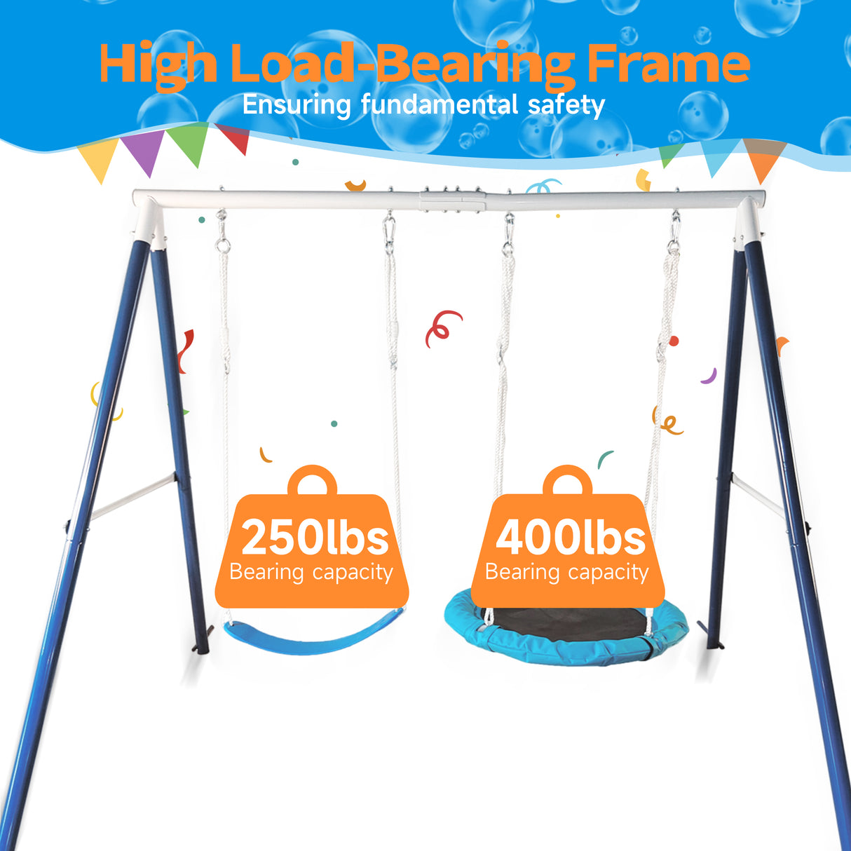 Kids Metal Swing Set for Backyard Outdoor Playground Two Functional Swing Set For Kids Outdoor Equipment - V.I.P Digital Presence