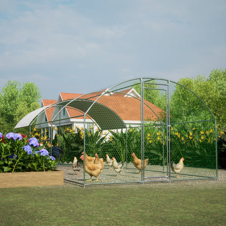 Large dome shaped walk-in fence cage metal chicken coop with waterproof and UV resistant cover, pipe diameter 1 inch - V.I.P Digital Presence