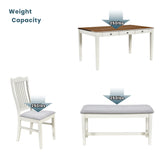 TOPMAX Mid-Century 6-Piece Wood Dining Table Set, Kitchen Table Set with Drawer  Upholstered Chairs and Bench  Butter Milk
