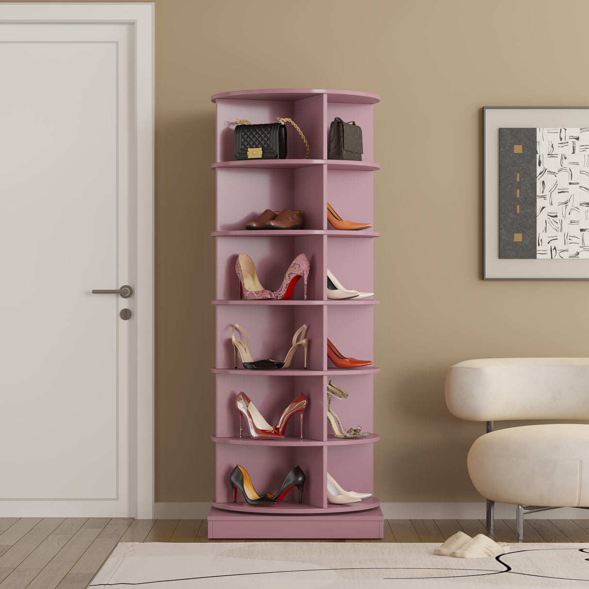 Pink 360 Rotating shoe cabinet 6 layers - V.I.P Digital Presence