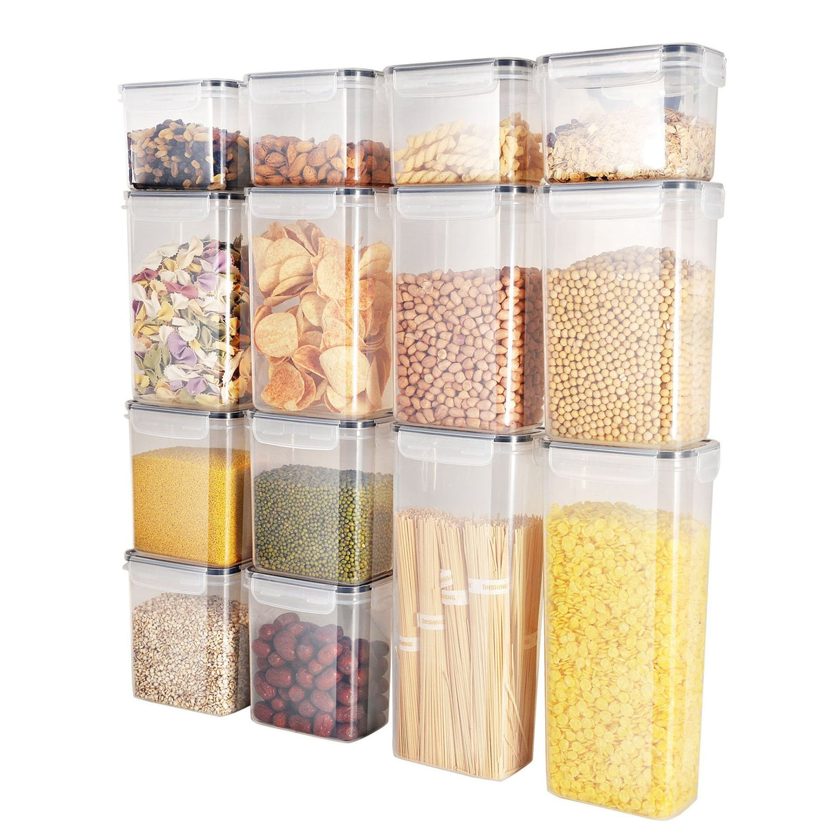 Pack of 7 Food Storage Container Space Saving Plastic Cereal Keeper with Air Tight Lid - V.I.P Digital Presence