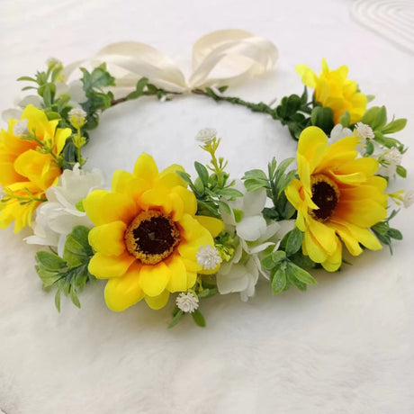 Hawaiian Sun Wreath Headwear, European and American Beautiful Bridal Hairband, Wedding Hair Ornament, Headflower - V.I.P Digital Presence