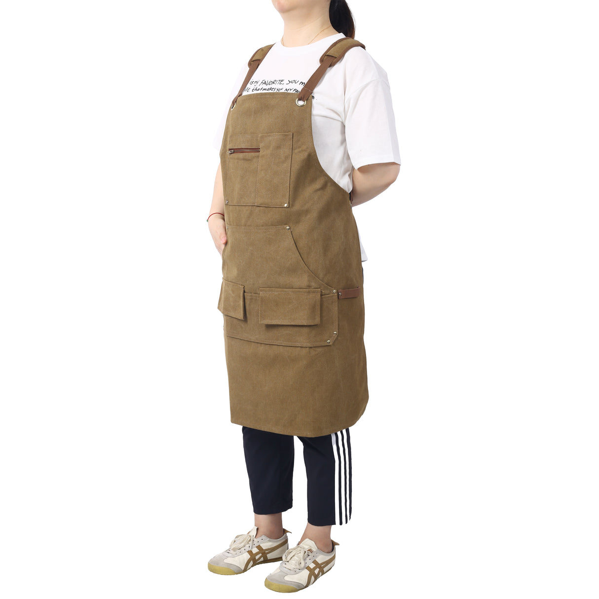 Long heavy-duty canvas tool apron, carpenter apron, carpenter 16 ounces, fully adjustable, no need for waxing - V.I.P Digital Presence