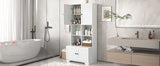 Bathroom storage cabinet, 4-door independent cabinet, adjustable shelf, open multi-layer shelf, white - V.I.P Digital Presence