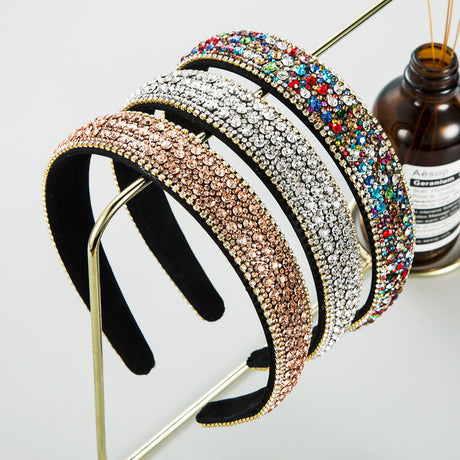 Fashion Net Red Vibrato With The Same Color Full Rhinestones Non-Slip Headband Female Simple Super Flash Korean Style Outing Headwear - V.I.P Digital Presence