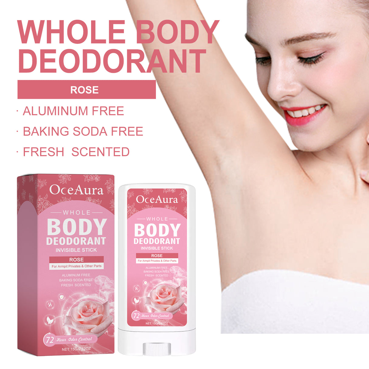 Whole Body Deodorant, Rose Fragrance Naturally Refreshing Lighten Underarm Odor Lasting Fragrance - V.I.P Digital Presence