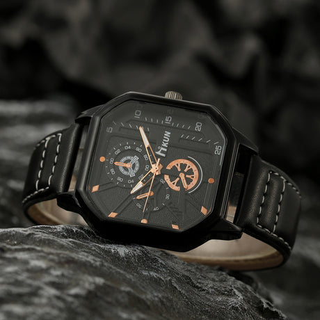 Fashion New Double Layer Square Shell Belt Casual Men's Sports Bracelet Set Quartz Watch - V.I.P Digital Presence