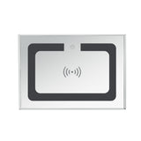 U-Can 15.7 "W silver rectangular mirror coffee table with wireless and USB charging function, LED lights, crystal style handle - V.I.P Digital Presence