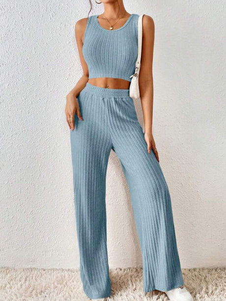 Ribbed Knit Tank & Lounge Pants Set