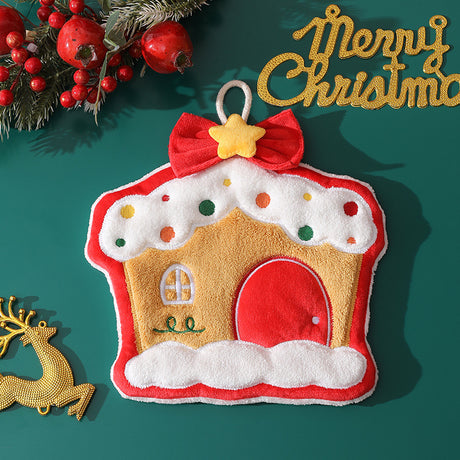 Christmas coral fleece hand towel hanging type absorbent quick drying cloth, kitchen and bathroom hand towel pendant - V.I.P Digital Presence