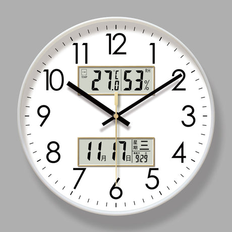 2025 New 10/12/14 - inch Electronic Calendar Wall Clock. Monitors temp & humidity. Dual - display. Mute. Quartz movement. - V.I.P Digital Presence