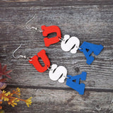 USA Wooden Letter Dangle Earrings - V.I.P Digital Presence