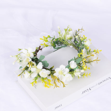 Flower Wreath Simulation Flower Leaves Hair Strap Photography Retro Hanfu Bridal Girl Flower Wreath Headwear - V.I.P Digital Presence