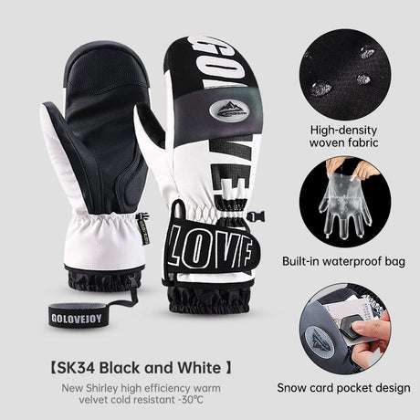 Winter warm ski gloves waterproof outdoor plush thickened windproof touch screen veneer gloves - V.I.P Digital Presence