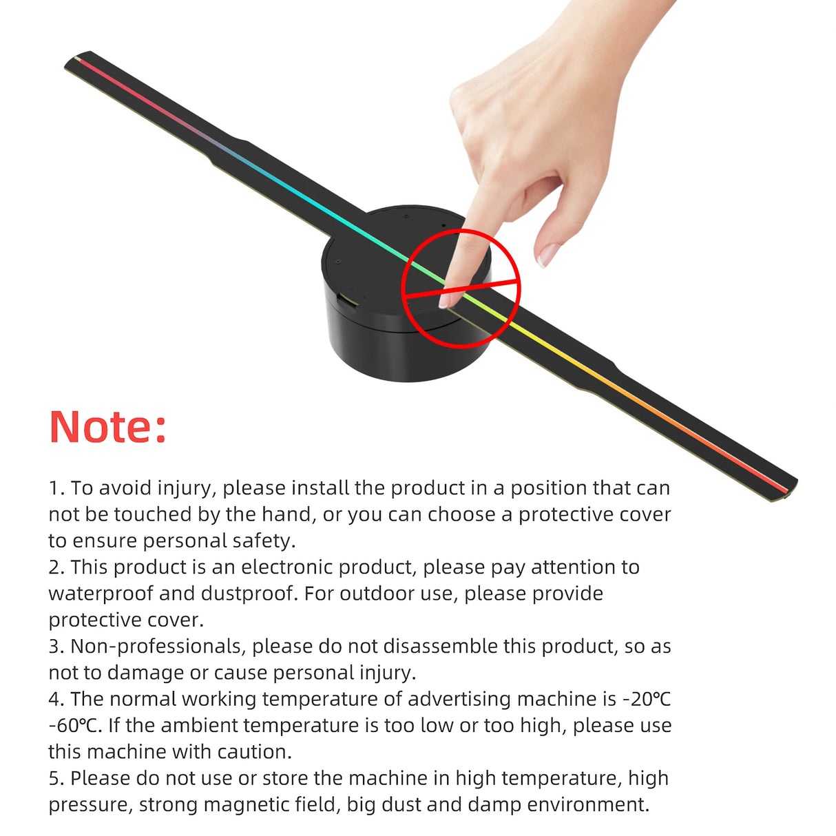 Proyector holográfico 3D con ventilador y control remoto por wifi de 42 cm para publicidad comercial, proyector holográfico que transmite imágenes y vídeos.