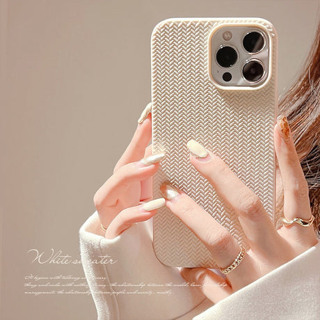 Simple and advanced 13 suitable for iPhone 14 iPhone case 14 Pro Max weaving 15 Knitted pattern X Solid color 11 - V.I.P Digital Presence