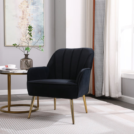 Modern Mid Century Chair velvet Sherpa Armchair for Living Room Bedroom Office Easy Assemble(NAVY) - V.I.P Digital Presence