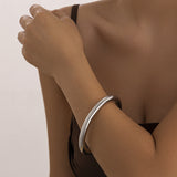 Ins style folding circular versatile bracelet, wide surface smooth irregular alloy bracelet - V.I.P Digital Presence