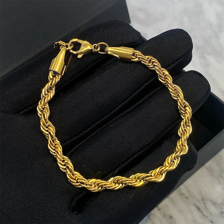 Hip hop gold Fried Dough Twists chain thick bracelet small jewelry chain - V.I.P Digital Presence