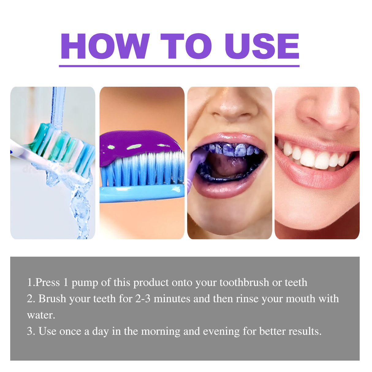 Purple Whitening Toothpaste, Clean Stains Gums Care Breath Fresh White Toothpaste - V.I.P Digital Presence