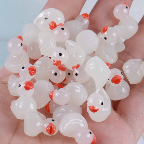 Resin luminous cartoon three-dimensional cute cartoon duck DIY car ornament keychain micro landscape hair clip decoration - V.I.P Digital Presence