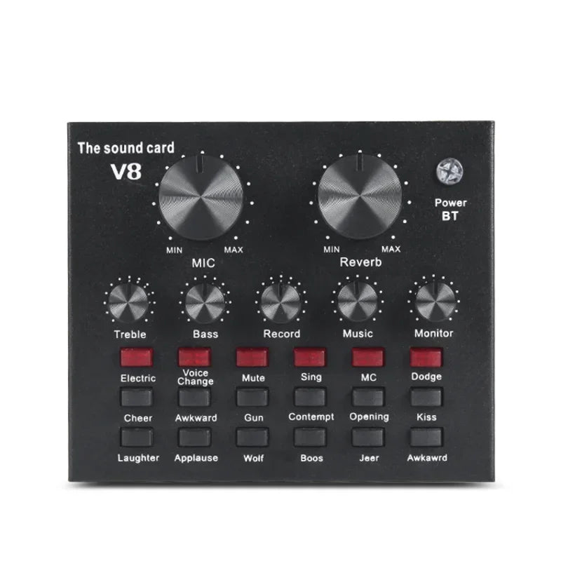 V8 Professional Sound Card Streaming Live Broadcast Podcast Recording Studio Equipment Voice Changer Audio Interface SoundCard - V.I.P Digital Presence
