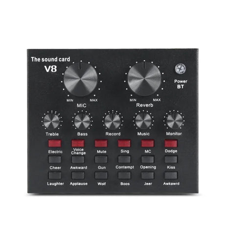 V8 Professional Sound Card Streaming Live Broadcast Podcast Recording Studio Equipment Voice Changer Audio Interface SoundCard - V.I.P Digital Presence