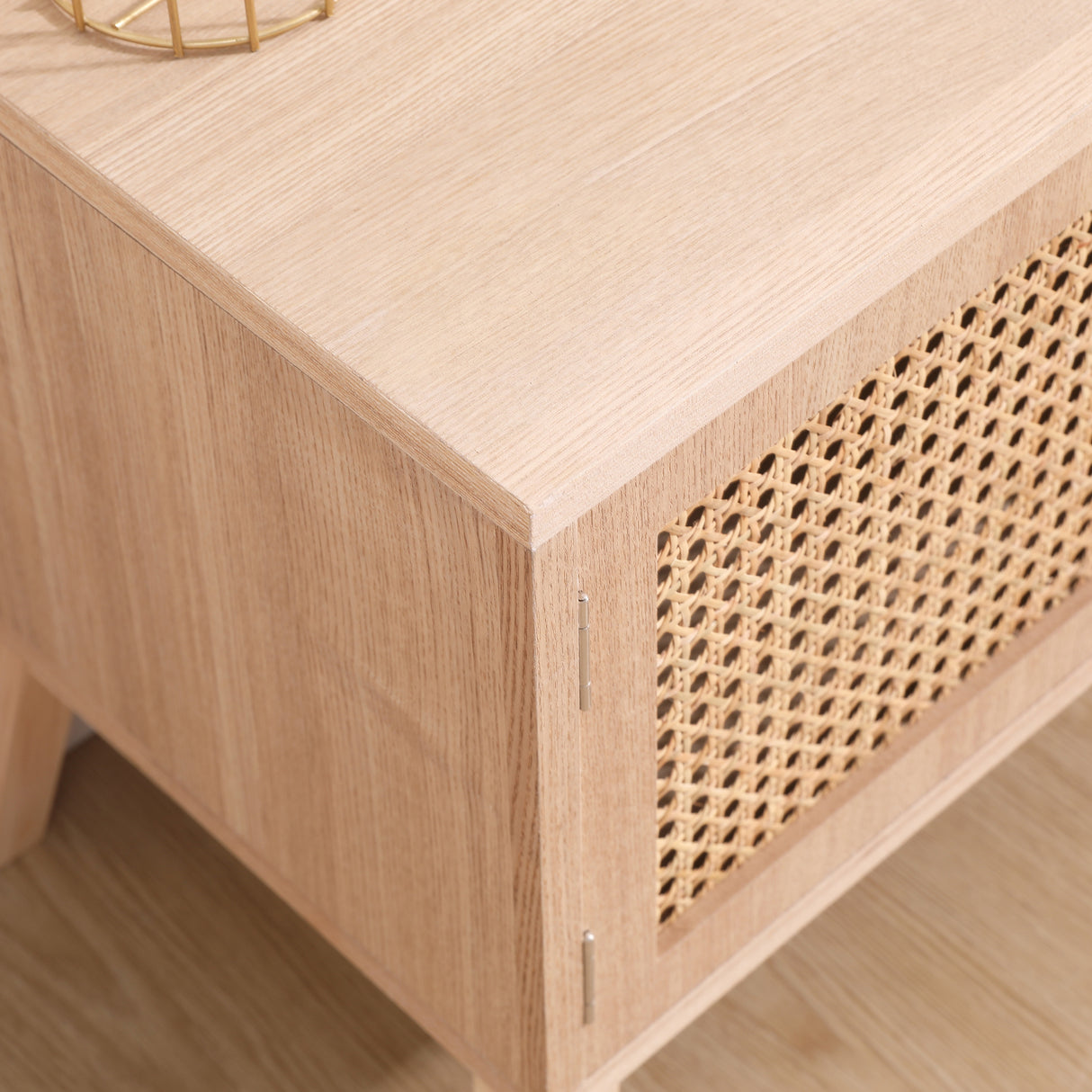 SUPERJARE Boho TV Stand for 55 Inch TV, Entertainment Center with Adjustable Shelf,Real Rattan TV Console with 2 Cabinets - V.I.P Digital Presence