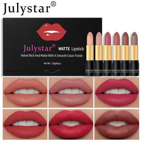 Matte Lipstick Lazy People Don't Stick To The Cup Colorless Lipstick Six Color Set - V.I.P Digital Presence