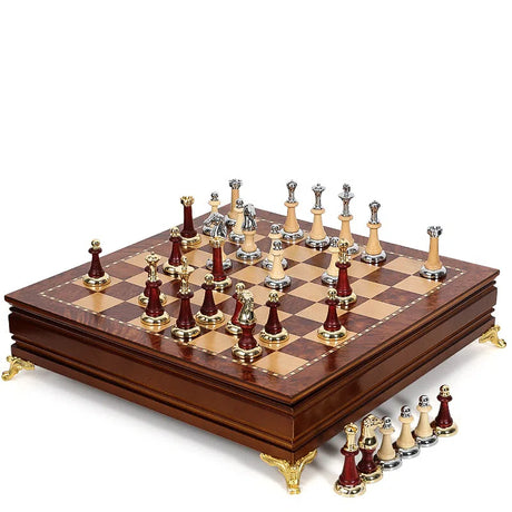 Luxury metal+solid wood tabletop for easy storage Chess set - V.I.P Digital Presence