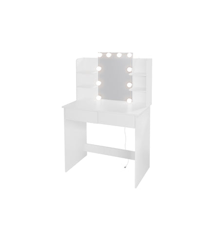 Makeup Vanity Desk With LED Lighted Mirror ,Dressing Table Set With 2 Large Drawers 10 LED Light ,White Color - V.I.P Digital Presence
