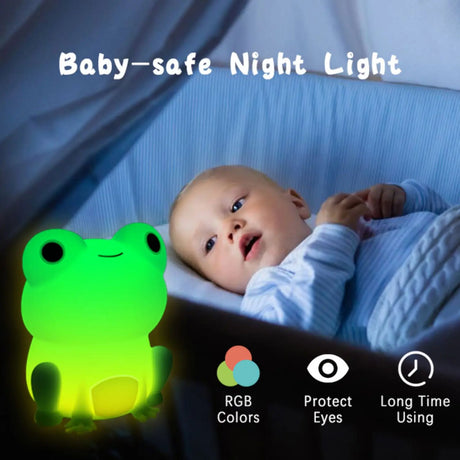 Night Lamp for Kids Frog Soft Silicone Sleeping Night Light Dimmable Timer Rechargeable Colorful Light Room Decor Children Gifts - V.I.P Digital Presence