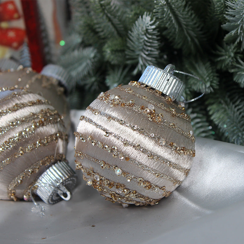 Christmas balls, silk balls, winding balls, painted balls, 8cm, 9pcs, boxed Christmas decorations - V.I.P Digital Presence