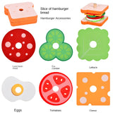 Baby wooden simulation burger, french fries, sandwich set, pillar pairing, food cutting, kitchen utensils, play with toys - V.I.P Digital Presence