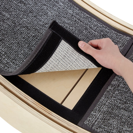 Indoor cat treadmill with carpet, tear device and latch natural wood, 39.4 inches long x 13.2 inches wide x 41.3 inches high - V.I.P Digital Presence