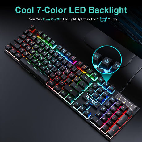Wired gaming keyboard floating keycap rainbow backlit keyboard and mouse set AN-300 - V.I.P Digital Presence
