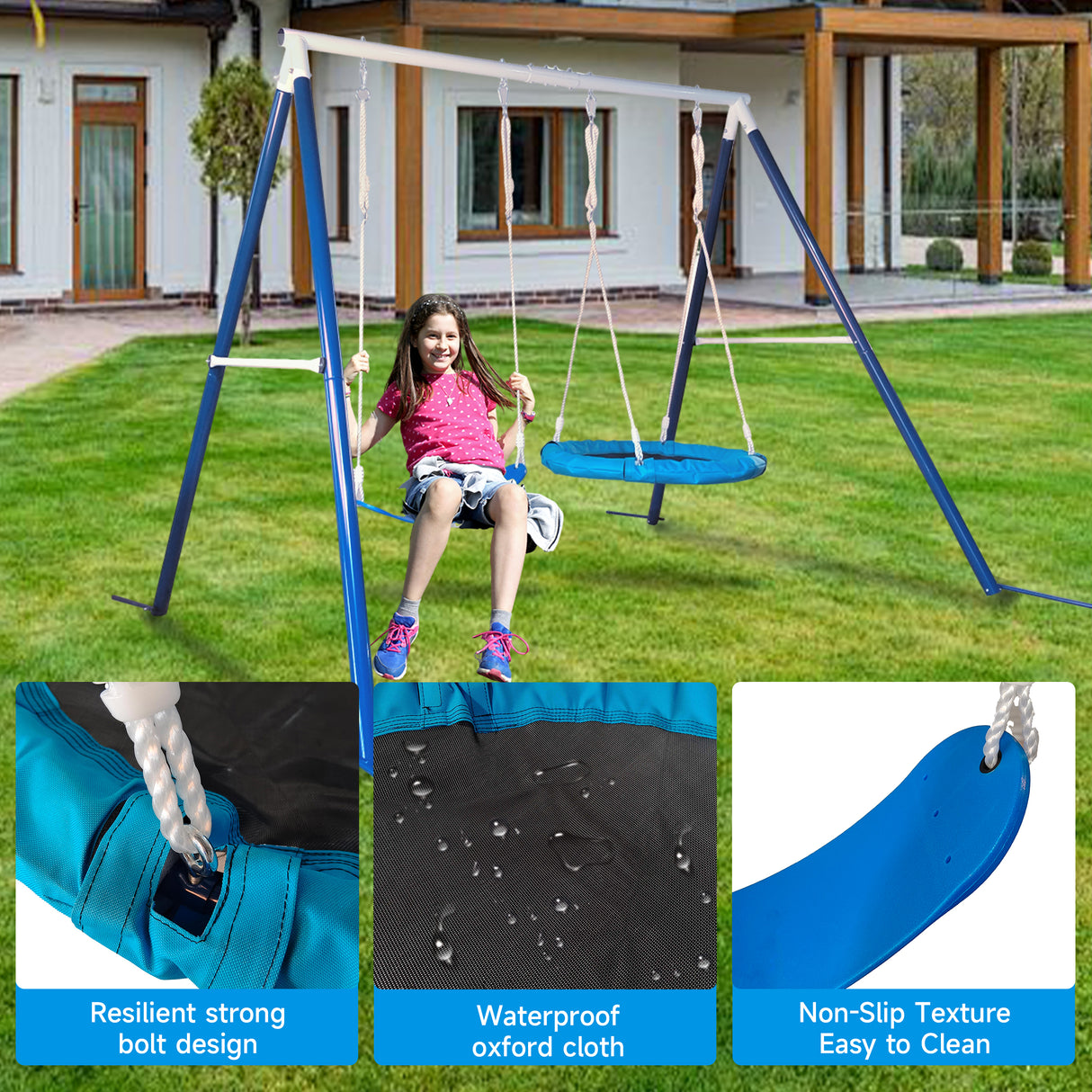 Kids Metal Swing Set for Backyard Outdoor Playground Two Functional Swing Set For Kids Outdoor Equipment - V.I.P Digital Presence