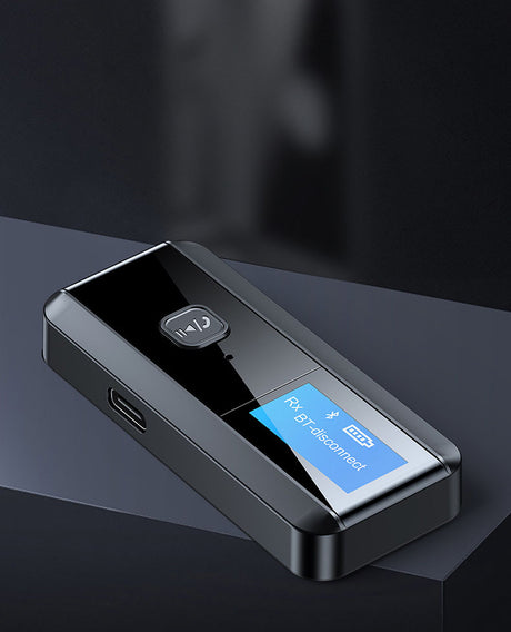 LCD display screen Bluetooth 5.0 receiver transmitter 2-in-1 audio adapter computer TV speaker - V.I.P Digital Presence