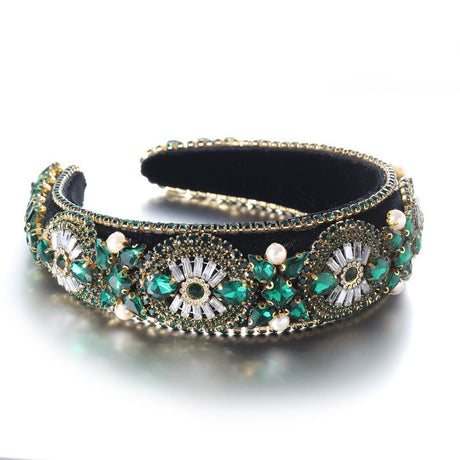 Super Sparkling Colored Diamond Pearl Baroque Retro Women's Sponge Head Hoop - V.I.P Digital Presence