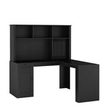 Writing desk with drawer bookshelf and charger, modern L-shaped desk with storage space, corner gaming computer desk - V.I.P Digital Presence