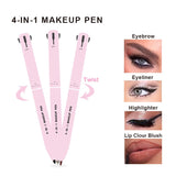 4 In 1 Eyebrow Pencil Waterproof Drawing Eye Brow Makeup Pen Long-Wear Eyeliner Eyebrow Highlighter Stick Makeup Cosmetic Tool - V.I.P Digital Presence