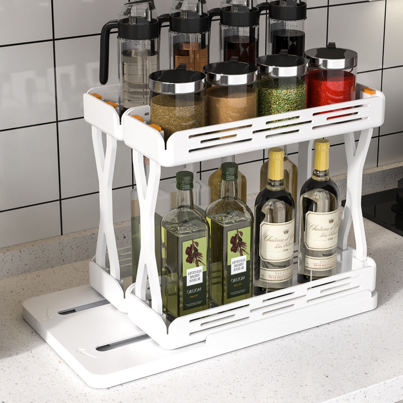 Pull out Rotating Spice Rack Organizer for Cabinet Rotate Makeup Organizer Slide Bottle Box Holder Plastic Seasoning Spice Rack - V.I.P Digital Presence
