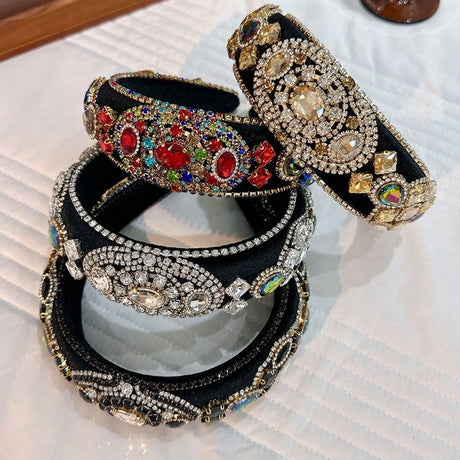 Baroque retro inlaid colored rhinestone sponge new fashionable hair band - V.I.P Digital Presence